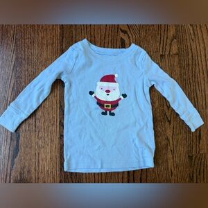 Old Navy Light Blue Toddler Santa Xmas Shirt - Size 18 - 24 months